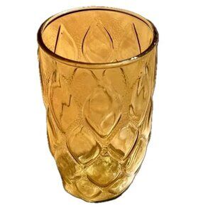 Anchor Hocking Madrid Glass Tumbler Amber Honey Gold Color Vintage c.1970s